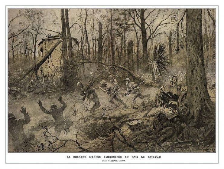 U.S. Marines in Belleau Wood (1918).