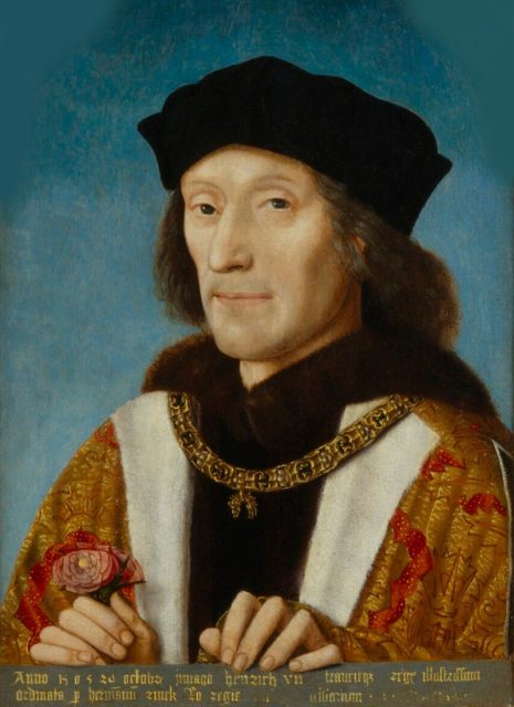 Henry holding a rose and wearing the collar of the Order of the Golden Fleece, by unknown artist, 1505