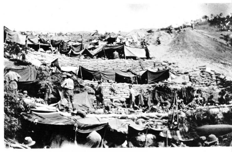 New Zealand soldiers’ encampment at ANZAC Cove in 1915