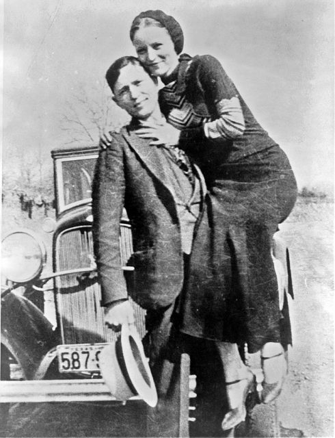 Bonnie and Clyde in March 1933 in a photo found by police at an abandoned hideout