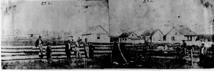 A photograph of Bellue Vue Sheep Farm Sep 1859 on San Juan Island circa the Pig War