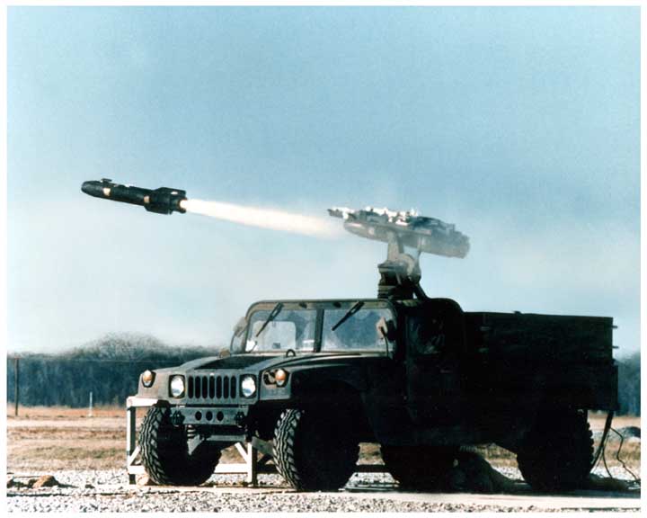 A HMMWV firing an AGM-114 Hellfire missile.