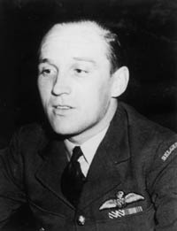 Belgian fighter ace Remy Van Lierde in his RAF uniform with “Belgium” nationality title.