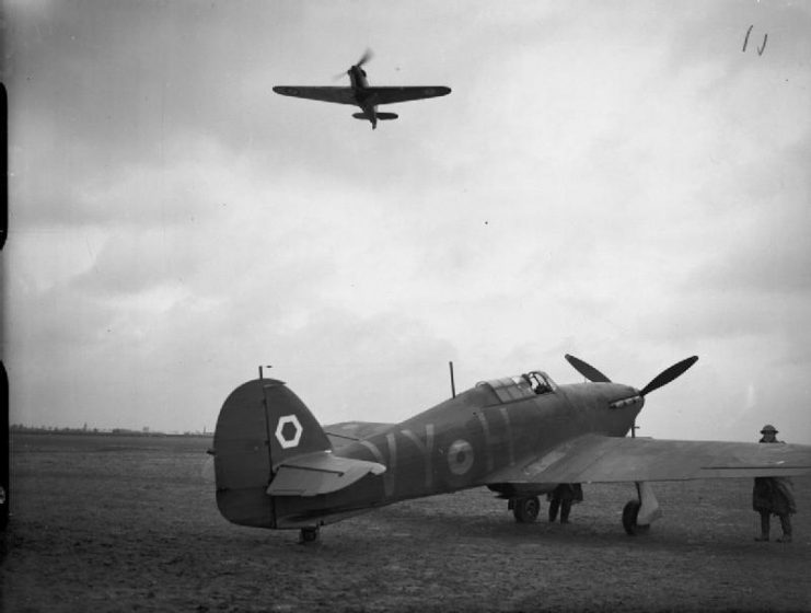 A Hawker Hurricane Mark I, ‘VY-H’, of No. 85 Squadron RAF