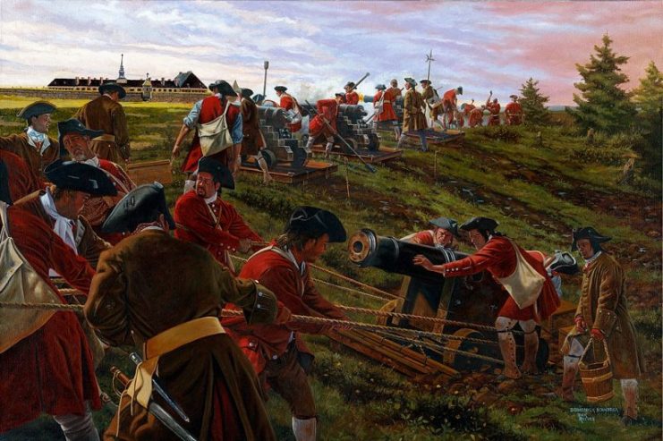 New England troops during the siege.