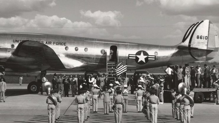 President Dwight D. Eisenhower air plane landing in Harlingen Texas Oct. 18th 1953