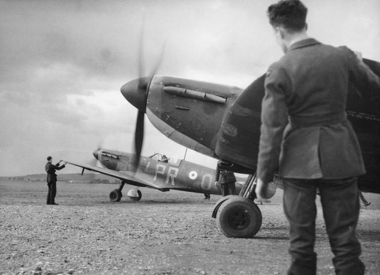 Supermarine Spitfire Mk Is of No. 609 Squadron at Drem, February/March 1940.