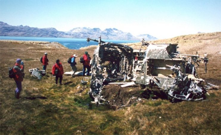 Remains of a Puma helicopter, which was shot down by Royal Marines from King Edward Point during Falklands War.Photo: Brocken Inaglory CC BY-SA 4.0