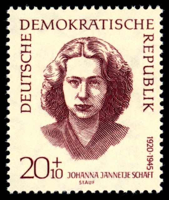 Postage stamp from East Germany portraying Hannie Schaft