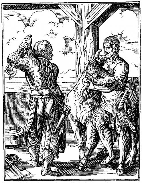 The Butcher and his Servant drawn and engraved by J Amman, 16th Century