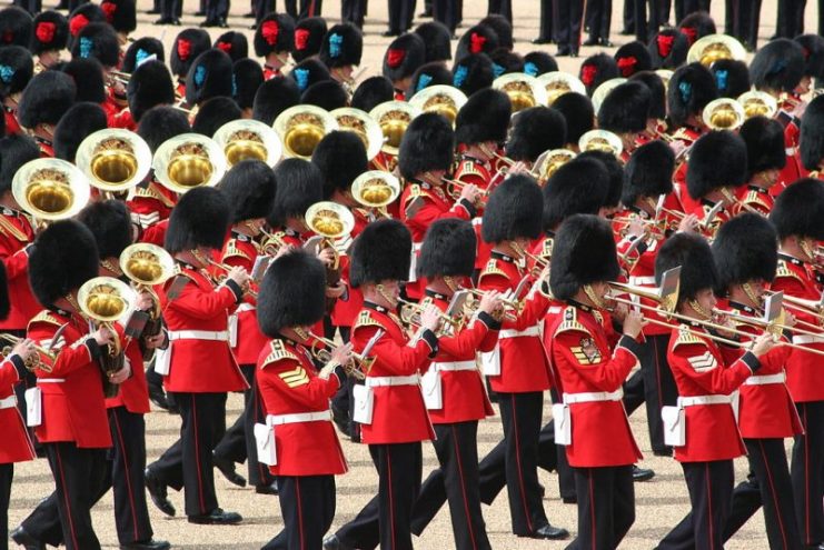 The massed band featuring members from the bands of the British household divisions.Photo: Jon CC BY 2.0