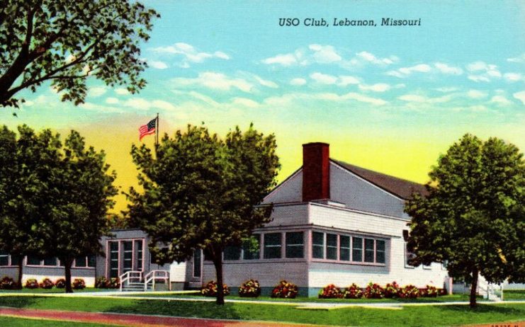 Despite allegations of “vice” in Lebanon during World War II, the community demonstrated their support for the soldiers serving at Ft. Leonard Wood in many positive ways including the establishment of the USO Club featured on this real-photo postcard from the 1940s