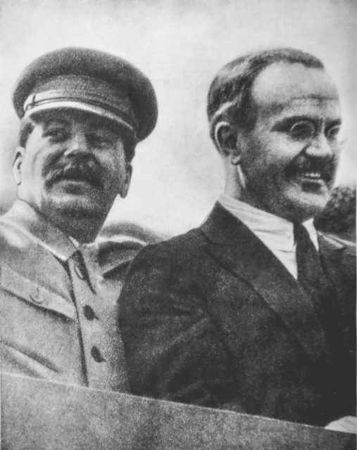 Vycheslav Molotov and Joseph Stalin
