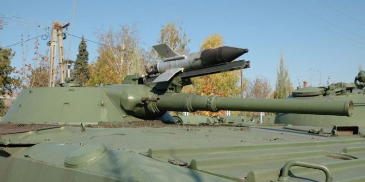 9M14 Malyutka anti-tank missile on BMP-1 APC (Army History Museum and Park in Kecel).Photo: VargaA CC BY-SA 4.0