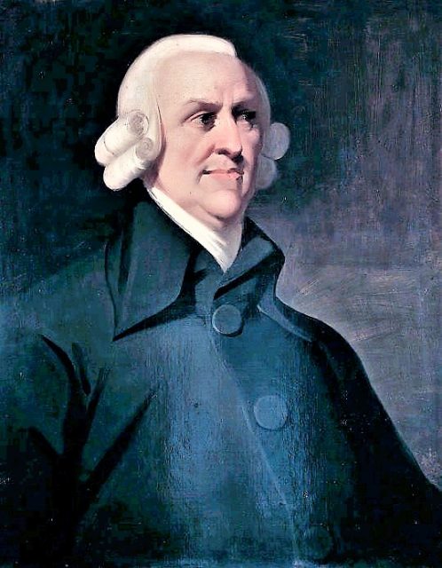 Portrait of the political economist and philosopher Adam Smith (1723-1790) by an unknown artist, which is known as the ‘Muir portrait’ after the family who once owned it. The portrait was probably painted posthumously, based on a medallion by James Tassie.