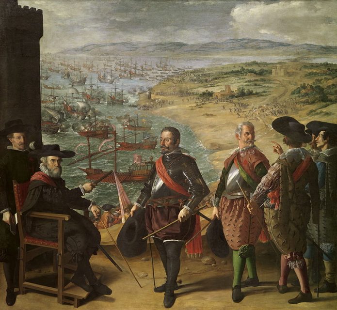 Don Fernando Girón y Ponce de León directs the defense of Cadiz against the attack of the English fleet under Sir Edward Cecil, later 1st Viscount Wimbledon, November 1, 1625.