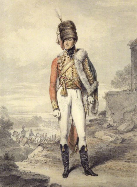 Lord Uxbridge portrayed by Henry Edridge in 1808, before the loss of his leg