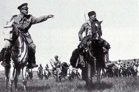 Italian Lieutenant Amedeo Guillet and Amhara cavalrymen