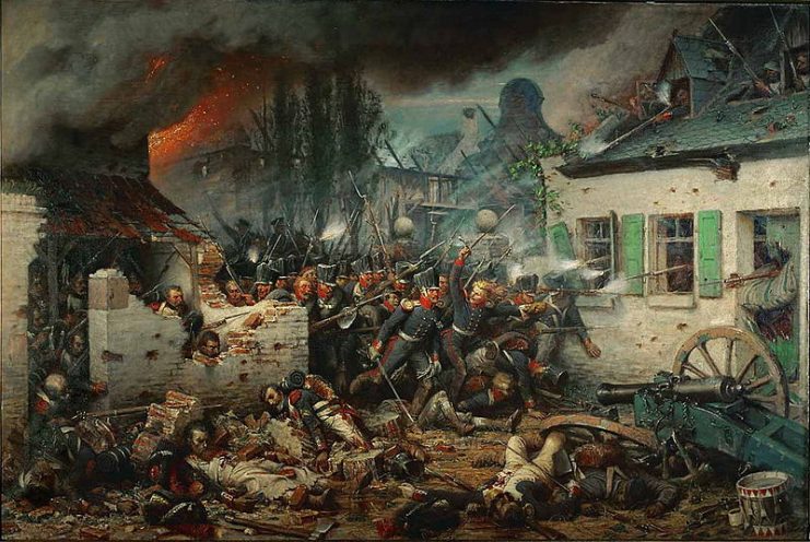 The Prussian attack on Plancenoit painted by Adolph Northen