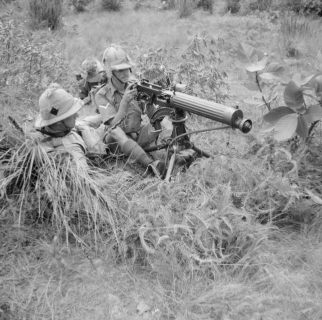 Vickers machine-gun of the 1st Battalion, Manchester Regiment, Malaya