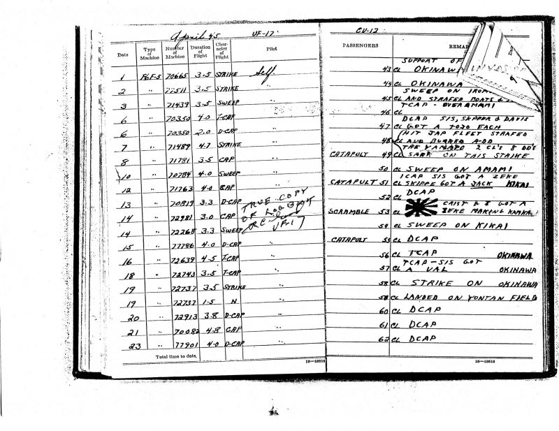 First down on Yamato, arriving with the attack force on Nov. 20 Beebe