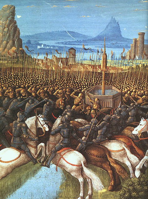 Though the battle depicted is the earlier clash at Hattin, this image gives some idea of the confusion that must have reigned during large battles of the time.