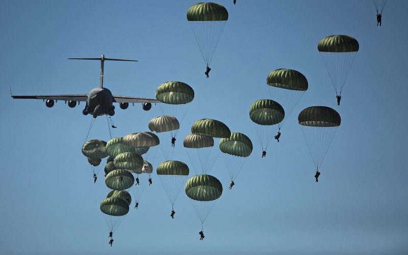 C17 Globemaster, A10, C130, And US Paratroopers in Action This is