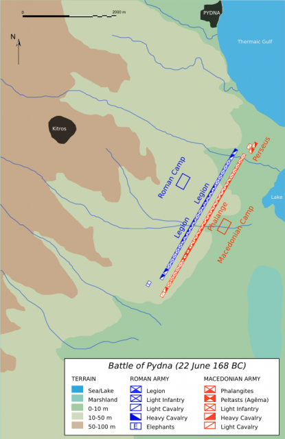 lineup prior to battle of Pydna. one of more even matchups between the two formations.