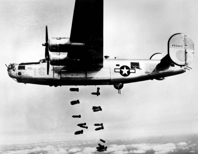 A B-24M releases its bombs on Germany via commons.wikimedia.org