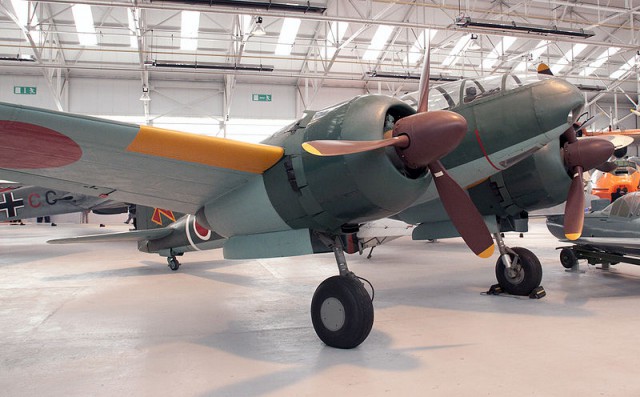 https://en.wikipedia.org/wiki/Mitsubishi_Ki-46 A Mitsubishi Ki-46 "Dinah" twin-engined reconnaissance plane with two 20 mm cannons in the nose and one 37mm cannon in an "upwards-and-forwards" position