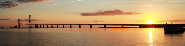 https://en.wikipedia.org/wiki/Great_Belt The Great Belt Fixed Link (East Bridge) which spans the Great Belt