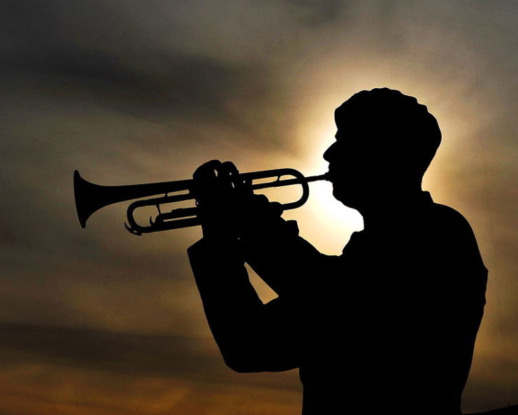 Royal Marine Playing The Last Post. Photo: LA(Phot) Rhys O’Leary/MOD – OGL
