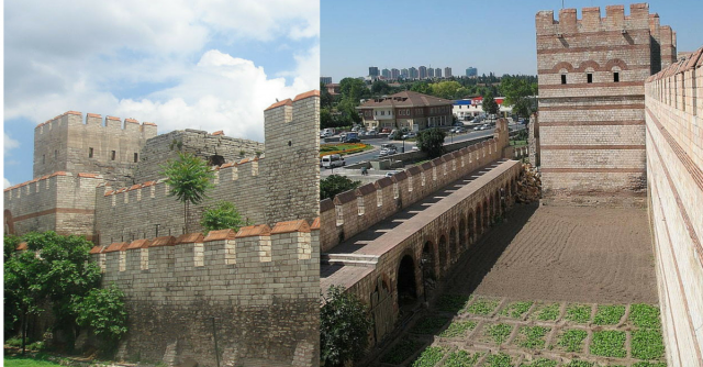 two views of the reconstructed walls showing that once the outer wall was breached, attackers faced a terrible barrage of missiles before any more progress could be made