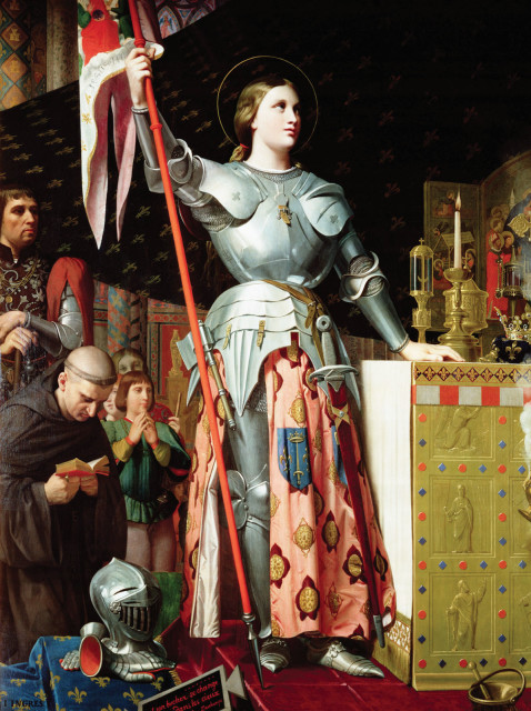 Joan at the coronation of Charles VII, by Jean Auguste Dominique Ingres in 1854, is a famous painting that is often reproduced in books on Joan of Arc.