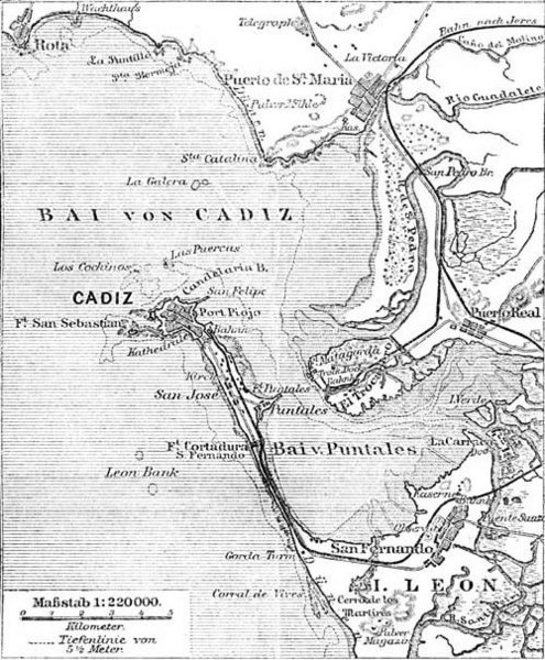 Map of Cadiz (1888).
