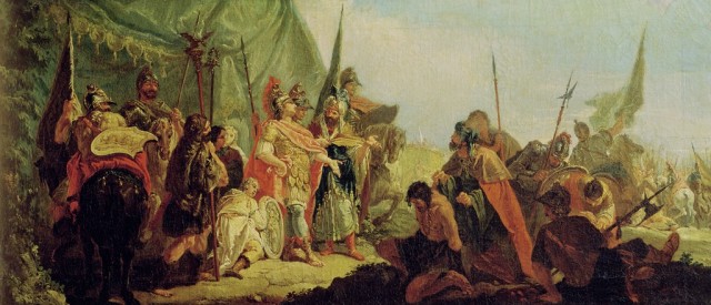 The iconic surrender of King Porus as shown here was absent from the movie, but his lines were just given to someone else.
