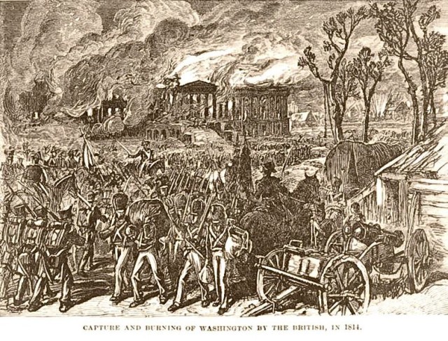 https://en.wikipedia.org/wiki/War_of_1812#Impressment An 1876 lithograph entitled, "Capture and burning of Washington by the British, in 1814."