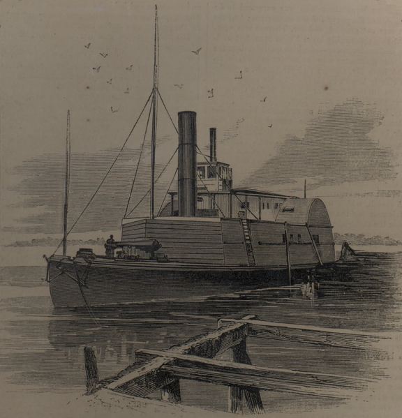 An artist's rendition of the Planter as a gunboat, printed in the 14 June 1862 edition of the Harper's Weekly magazine