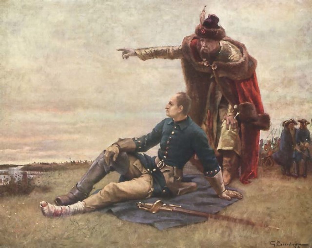 Charles XII and Mazepa at the Dnieper River after Poltava by Gustaf Cederström