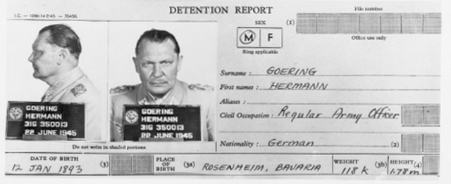Hermann Goering mugshot. By US government - Museum of World War II