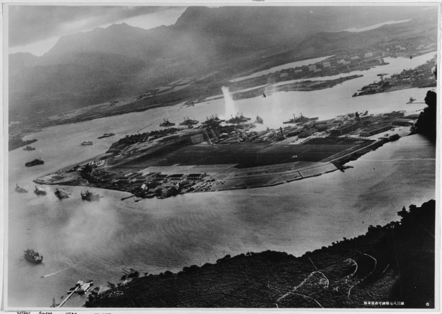 The aerial view of Pearl Harbor. Photo credit: Naval History and Heritage Museum