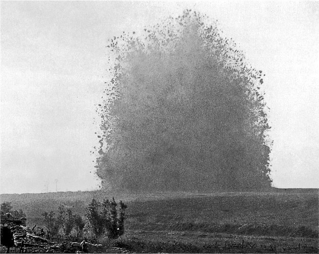 One of Ernest Brooks photographs of the Hawthorne Ridge explosion in the Somme.