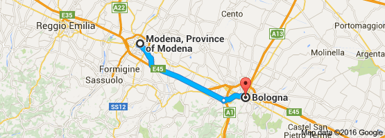 kun 31 miles adskiller Modena fra Bologna