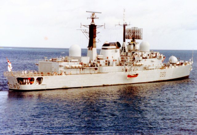 HMS Sheffield, which was sunk during the conflict. Wikipedia / NathalMad / CC BY 3.0