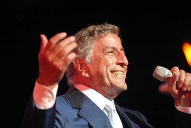 Tony Bennett performing on stage
