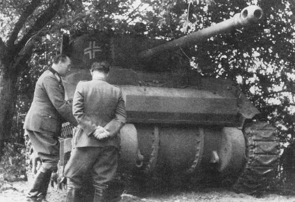 1944, mid-July, between Giberville and Cuverville, south-east of Caen. Firefly from 148th RAC / 33rd Armored Brigade captured by sPzAbt 503