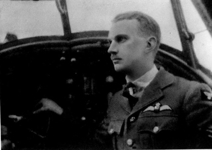 Co-pilot Westley in the cockpit of a bomber