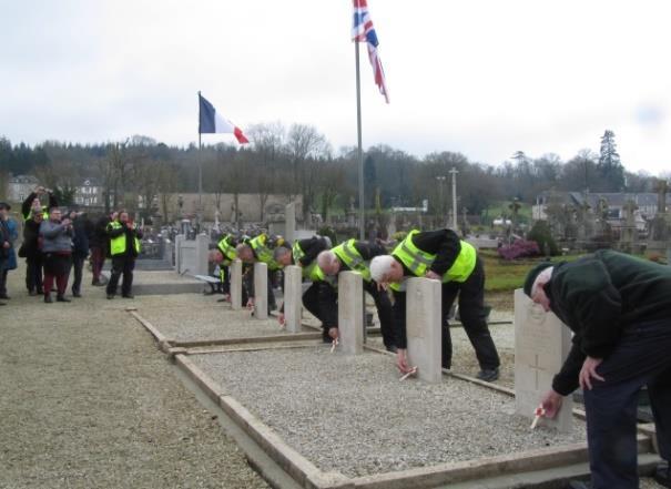 From Buckingham Palace to St Sever (March 2018) Retired members of the Special Escort Group came to pay their respects to the allied airmen after seeing reports that appeared in the British press.