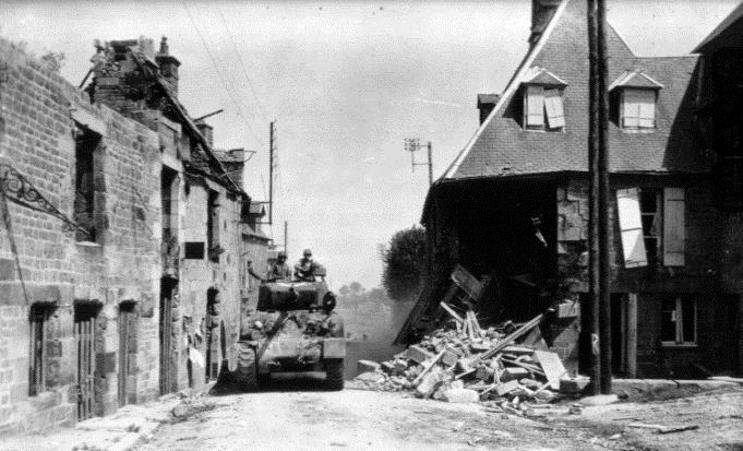 The High Street – 4th August 1944. Liberation by the American 2nd Armoured Division (‘Hell on Wheels’)