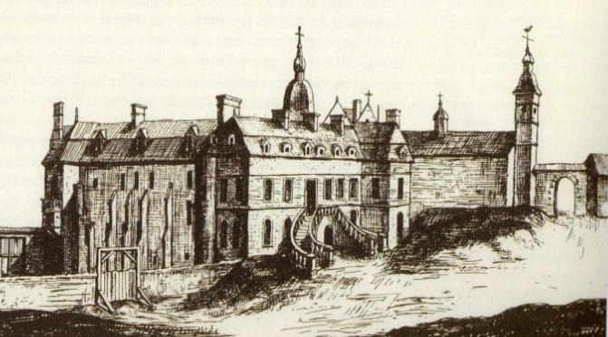 The Benedictine abbey after the modification of the western section (drawing from 1702)